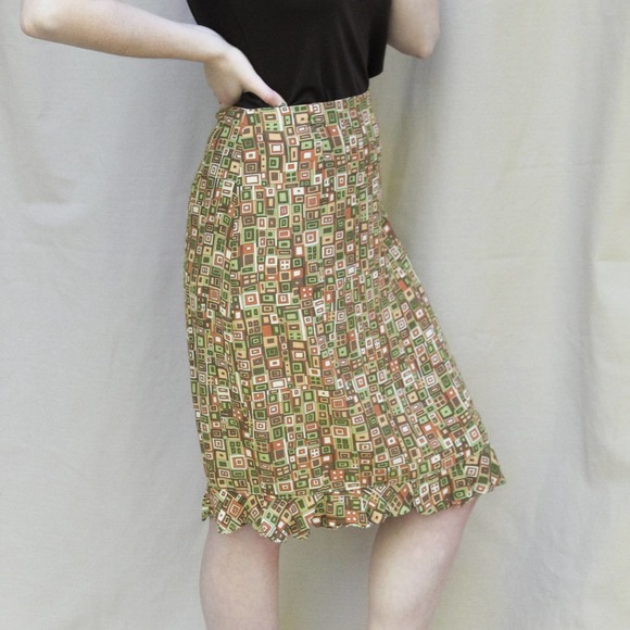 80s Vintage Mod Print Pencil Skirt Barbara Lesser - Picture 2 of 5